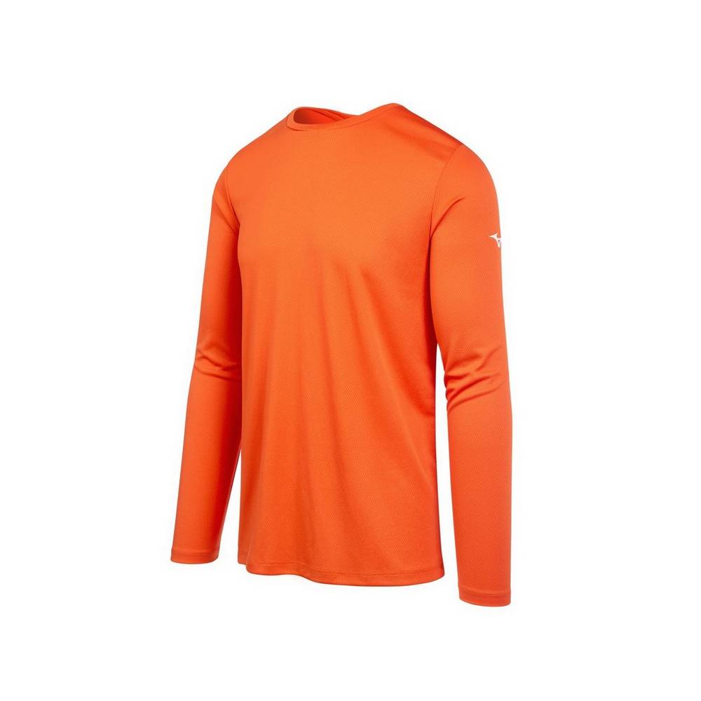 Camiseta Mizuno Long Sleeve - Homem - Laranja - VZFPR1450